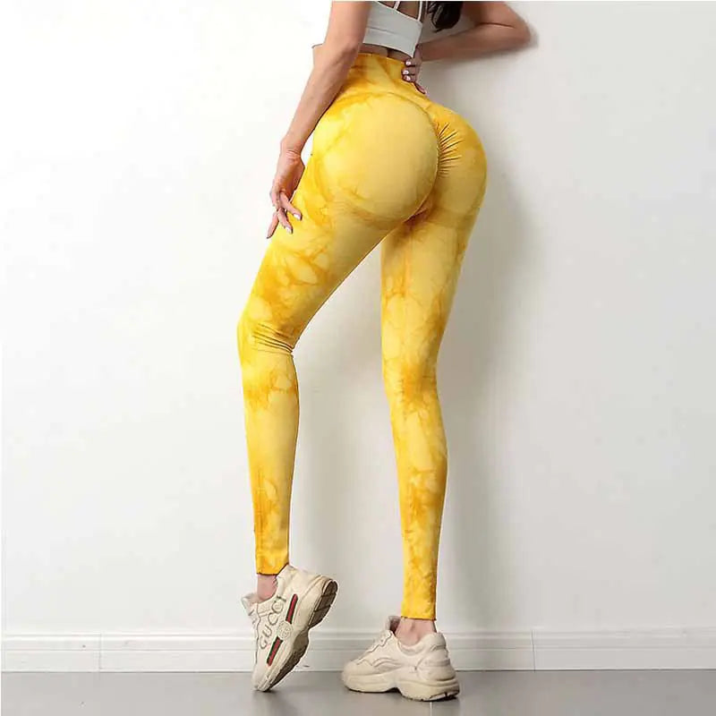 Women's High Waist Seamless Tie-Dye Yoga Tights