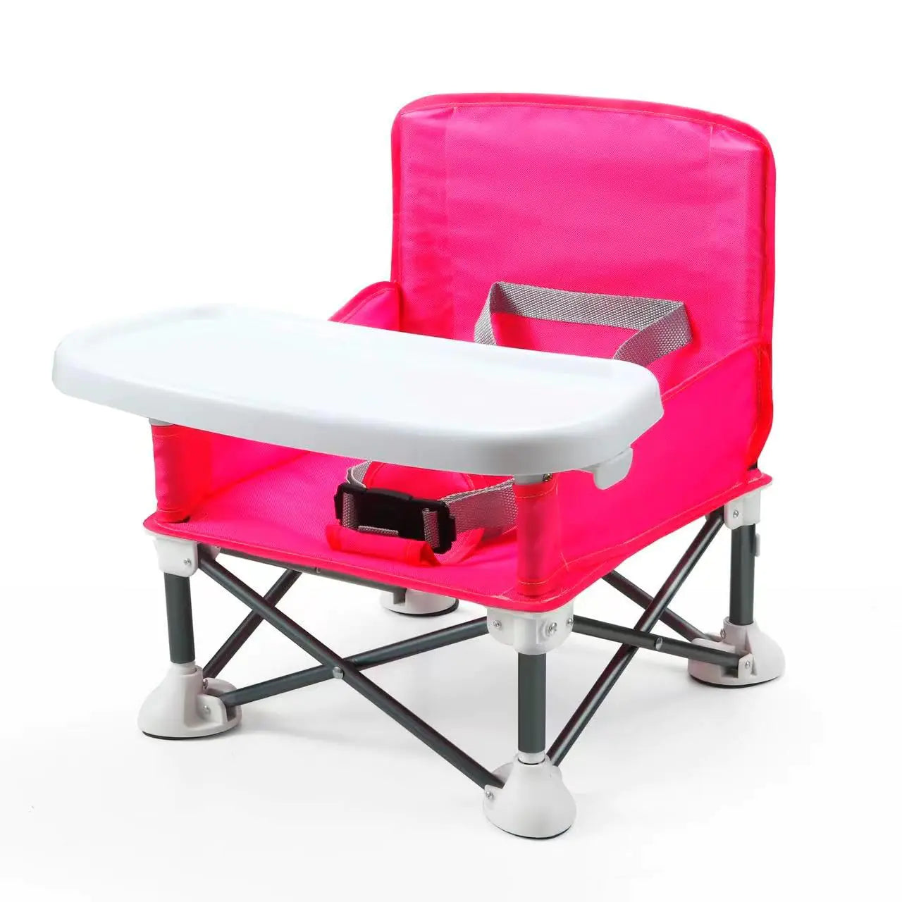 PandaEar Portable Travel Booster Seat with Tray| Folding Baby Seat Booster High Chair for Dining Table| Compact Camping Chair for Lawn Beach Indoor/Outdoor Use| Toddlers Kids (Pink)