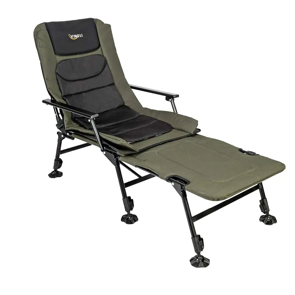 VINGLI Heavy Duty Fishing Chair with Footrest Support 440 LBS Oversized Camping Chairs with 160° Adjustable High Back Beach Chair for Outdoors/Yard/Forest