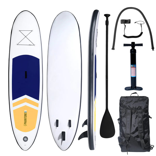 Inflatable Stand Up Paddle Board Premium SUP Accessories & Backpack Surf Control Non-Slip Deck Leash Paddle and Pump Youth & Adult Standing Boat (Navy/Orange)