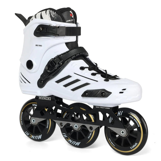 3 Wheels Fitness Inline Speed Skates for Unisex，110mm Roller Skates Blades (White Men 10.5/Women 11.5 46)