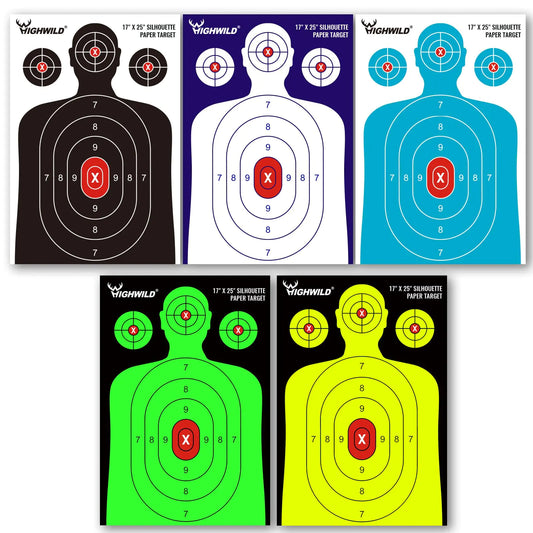 Highwild Shooting Range Silhouette Paper Target - 17X25 Inches (25 Pack Multi Color)