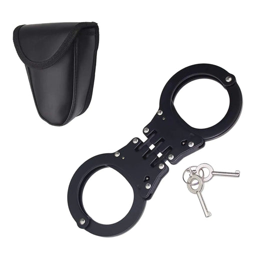 Yoghourds Double Lock Handcuffs Adjustable Heavy Duty Steel Wrist Cuffs with 2 Keys & Handcuffs Holster in Police Edition Professional Grade