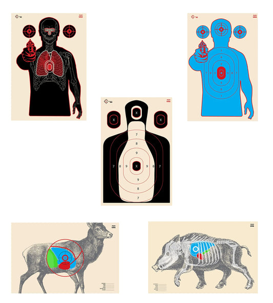 Range Targets Paper Targets for Shooting Silhouette Targets for Shooting Deer Target Hog Target Shooting Targets Paper (50 Target Pack of each Target with a total of 250 targets + Sample Pack 10)