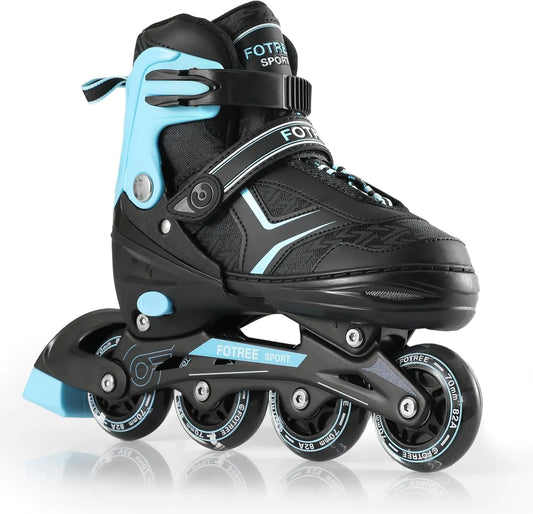 Inline Skates FOTREE Adjustable Inline Skates for Boys Girls Outdoor Roller Blades Skates with Full Light Up Wheels for Kids and Adults Blue S