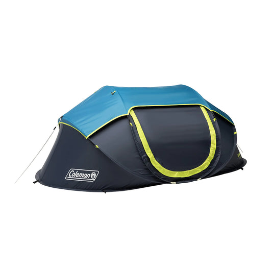 Coleman Pop-Up Camping Tent with Dark Room Technology 2/4 Person Tent Sets Up in 10 Seconds & Blocks 90% of Sunlight Includes Pre-Assembled Poles Adjustable Rainfly & Taped Floor Seams