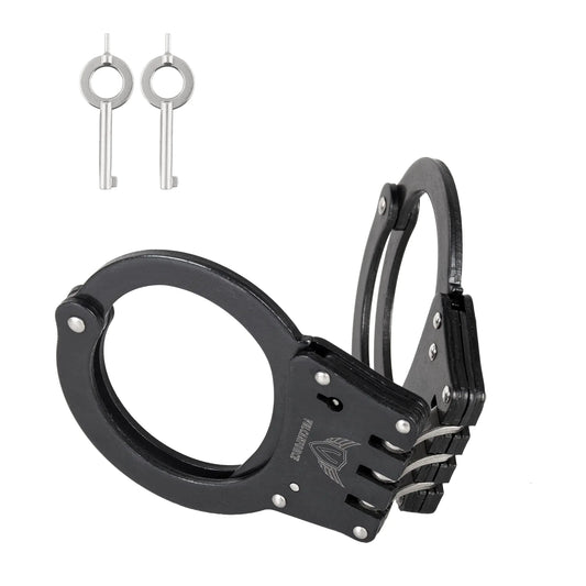 vulcanforce Professional Grade Steel Hinged Handcuffs – Double Locking Tactical Handcuff with 2 Keys – Extra Sturdy Used by Various Law Enforcement & Police Departments Worldwide (Black)