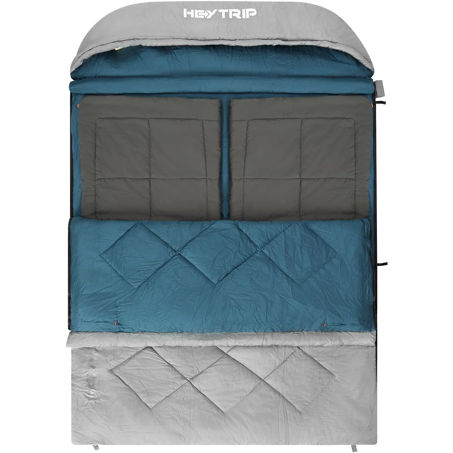 HEYTRIP Double Sleeping Bag with Blanket Queen Size Two Person Sleeping Bag for Adults 20 Degree Sleeping Bag for Couples Blue