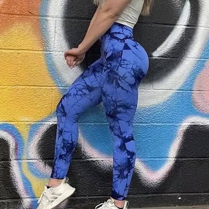 Women's High Waist Seamless Tie-Dye Yoga Tights