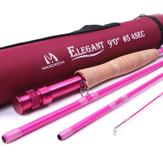 M MAXIMUMCATCH Maxcatch Elegant Hot Pink Fly Fishing Rod for Lady 9’ 5weight with Rod Tube