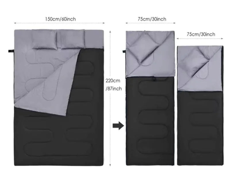 Couples Outdoor Camping Sleeping Bag, Waterproof & Washable