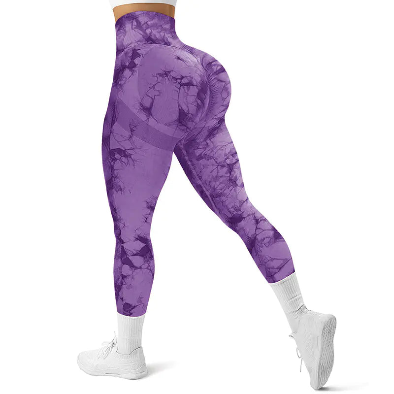 Women's High Waist Seamless Tie-Dye Yoga Tights