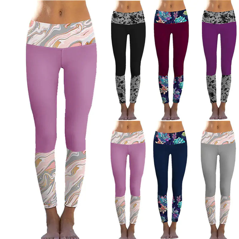Women's High Waist Printed Yoga Stretch Tights